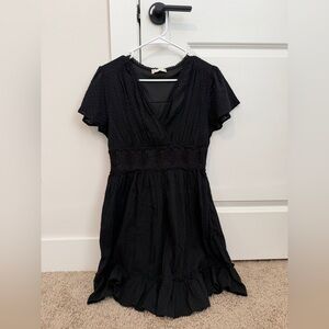 Altar’d State Black Eyelet V-Neck Midi Dress